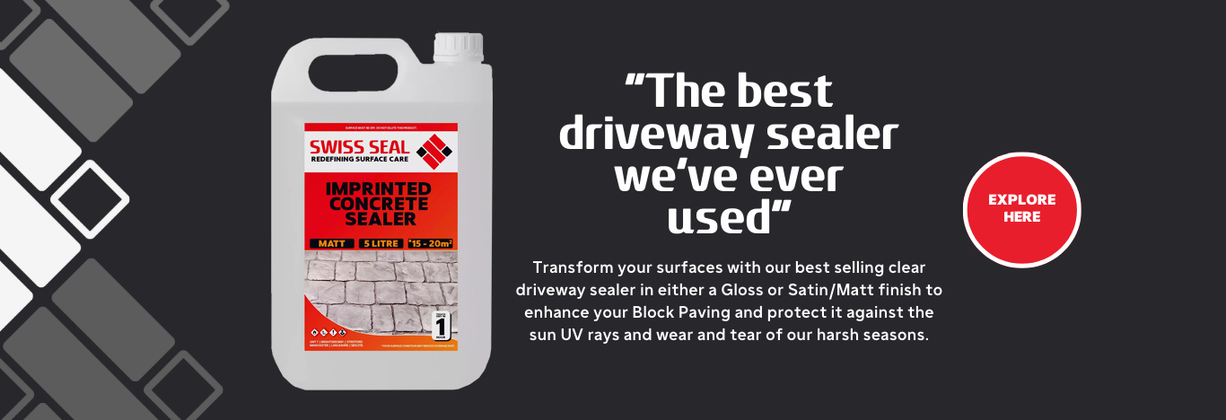 Swiss Seal Best Driveway Sealer: promotional image of a imprinted concrete sealer