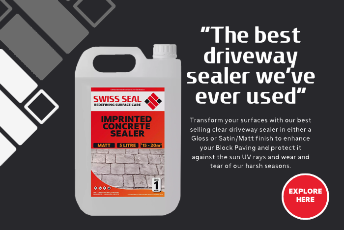 Swiss Seal Best Driveway Sealer: promotional image of a imprinted concrete sealer