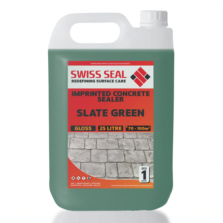 Swiss Seal Imprinted Concrete Grass Green Gloss Sealer: 25 L patio and driveway sealers jug for tinted concrete.