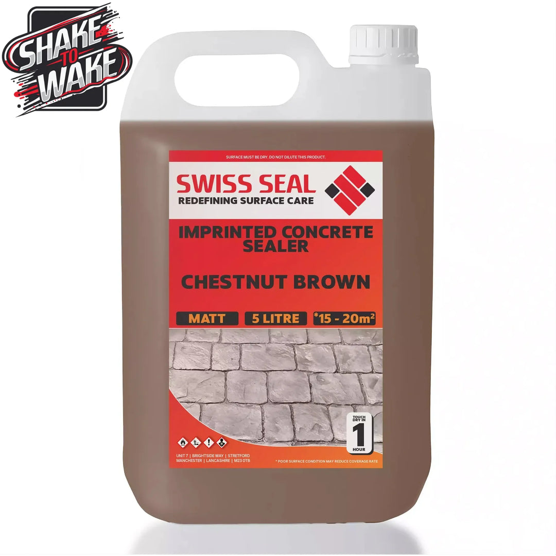 Swiss Seal Imprinted Concrete Sealer Shake to Wake Chestnut Brown