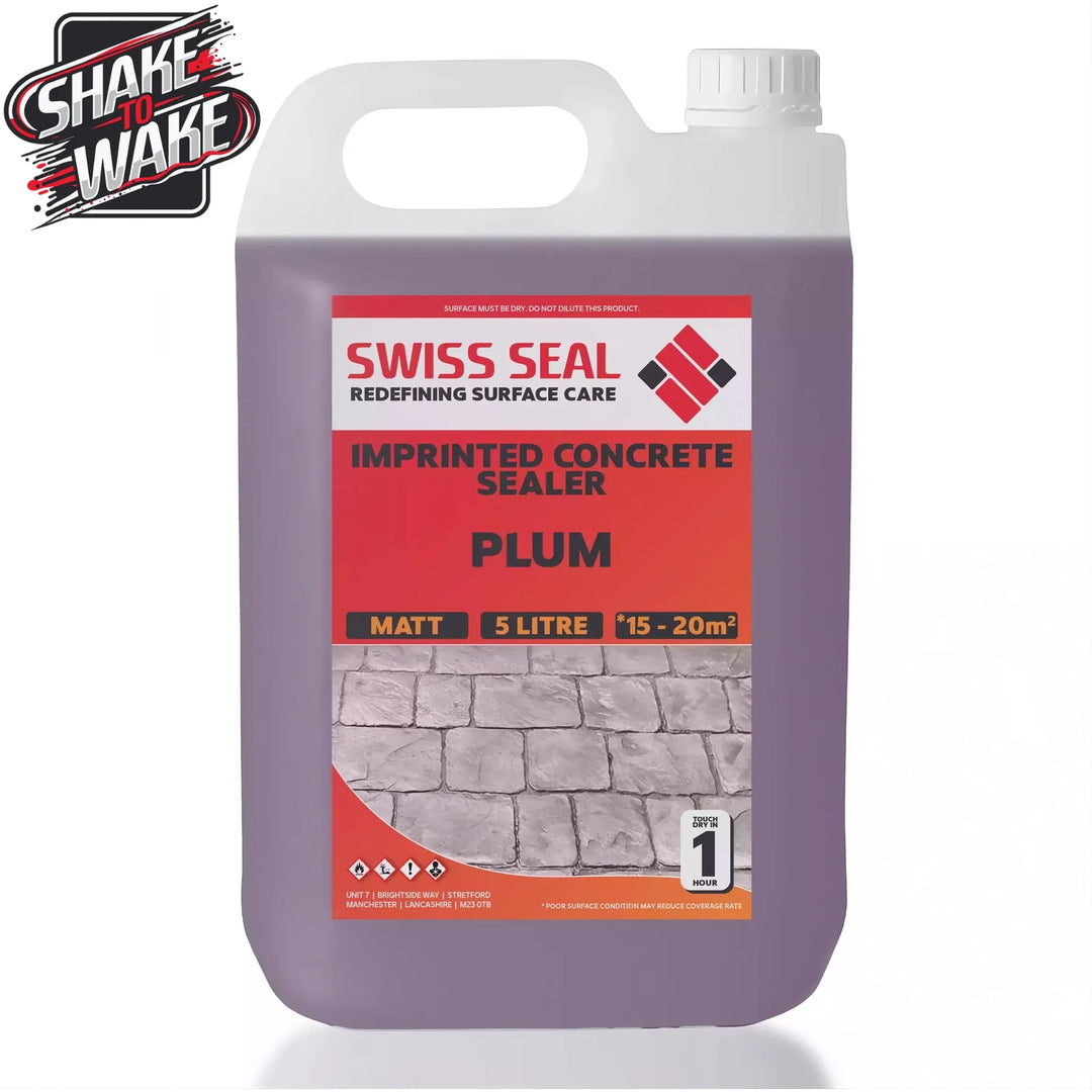 Swiss Seal Imprinted Concrete Sealer Shake to Wake Plum