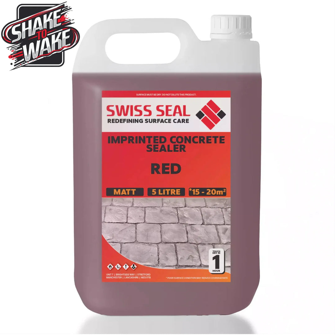 Swiss Seal Imprinted Concrete Sealer Shake to Wake Red