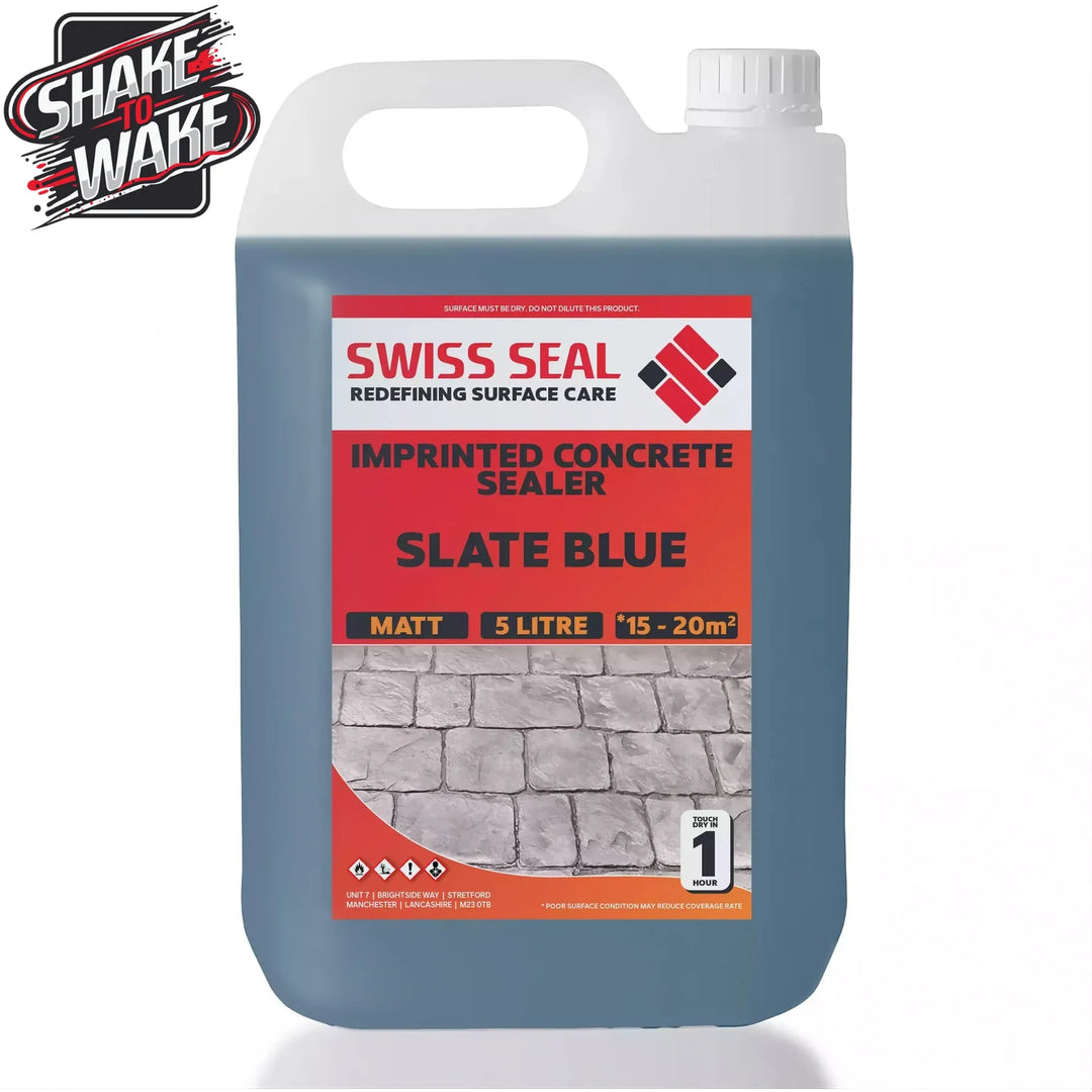 Swiss Seal Imprinted Concrete Sealer Shake to Wake Slate Blue