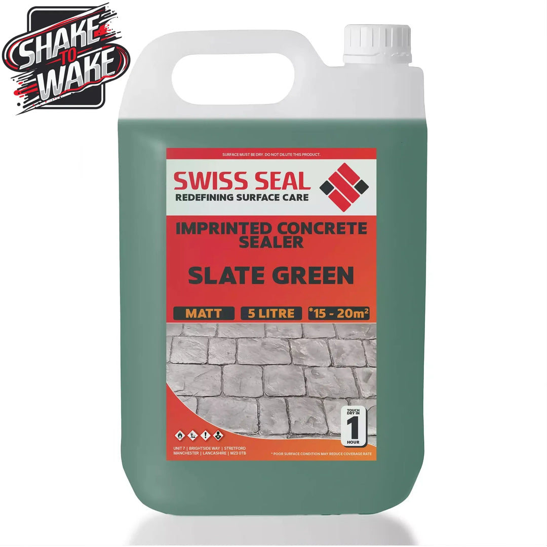 Swiss Seal Imprinted Concrete Sealer Shake to Wake Slate Green