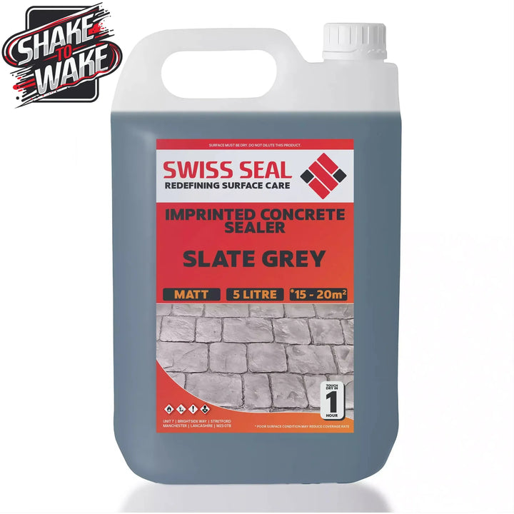 Swiss Seal Imprinted Concrete Sealer Shake to Wake Slate Grey