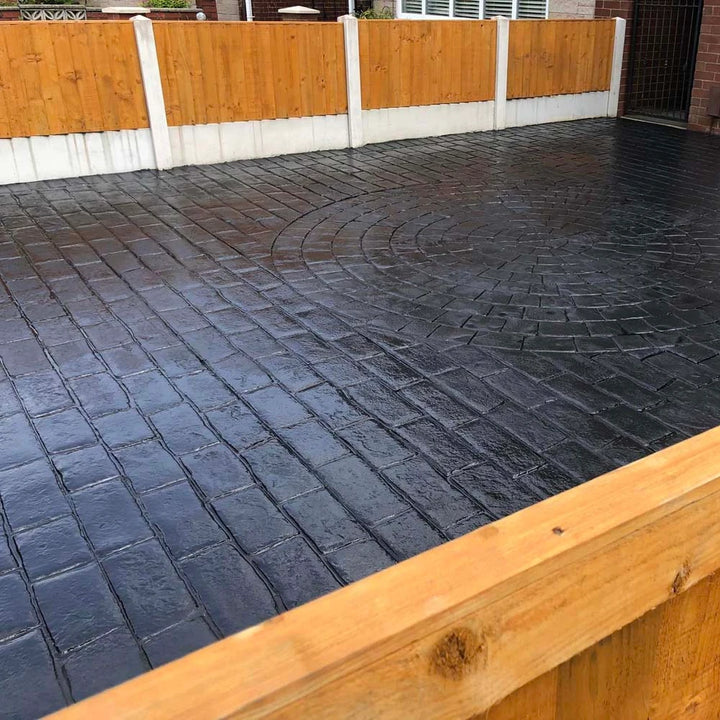 Swiss Seal Slate Blue Patio Sealer: tinted coloured paint sealer for imprinted concrete patios and driveway cleaner