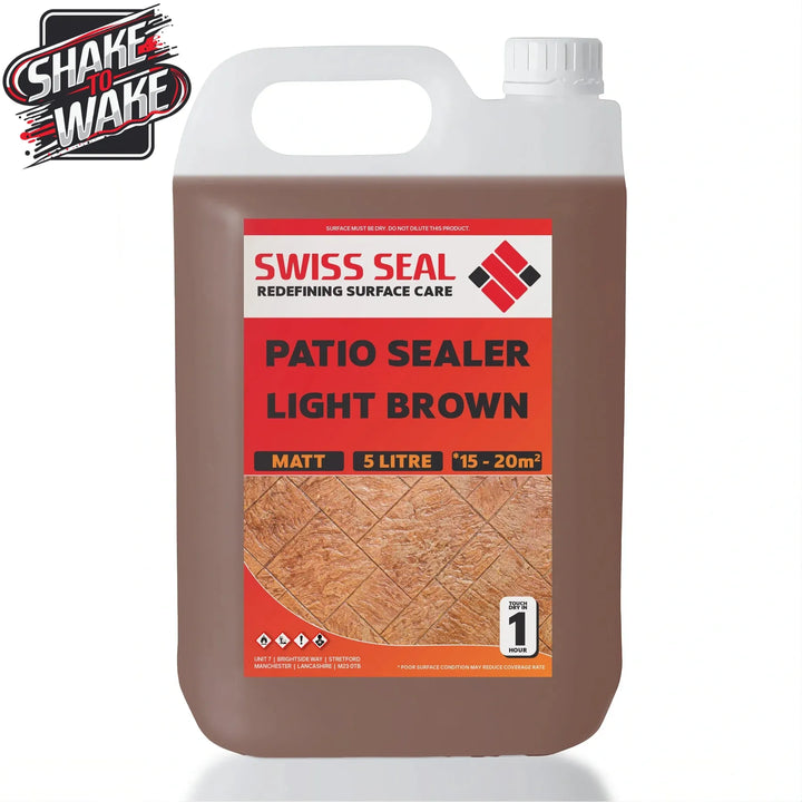 Swiss Seal Patio Sealer Ligt Brown Shake to Wake