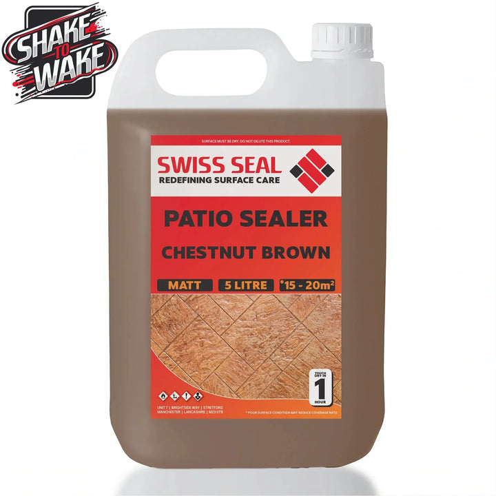 Swiss Seal Patio Sealer Chestnut Brown Shake to Wake